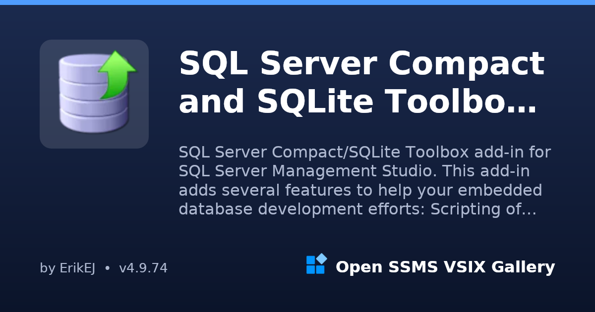 SQL Server Compact and SQLite Toolbox for SSMS